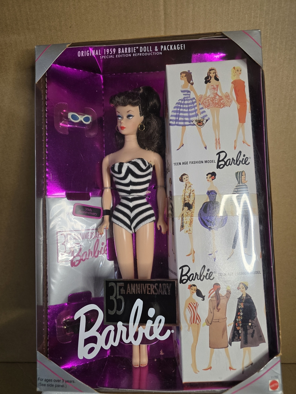 Barbie Black & White Striped Swimsuit Doll by Barbie